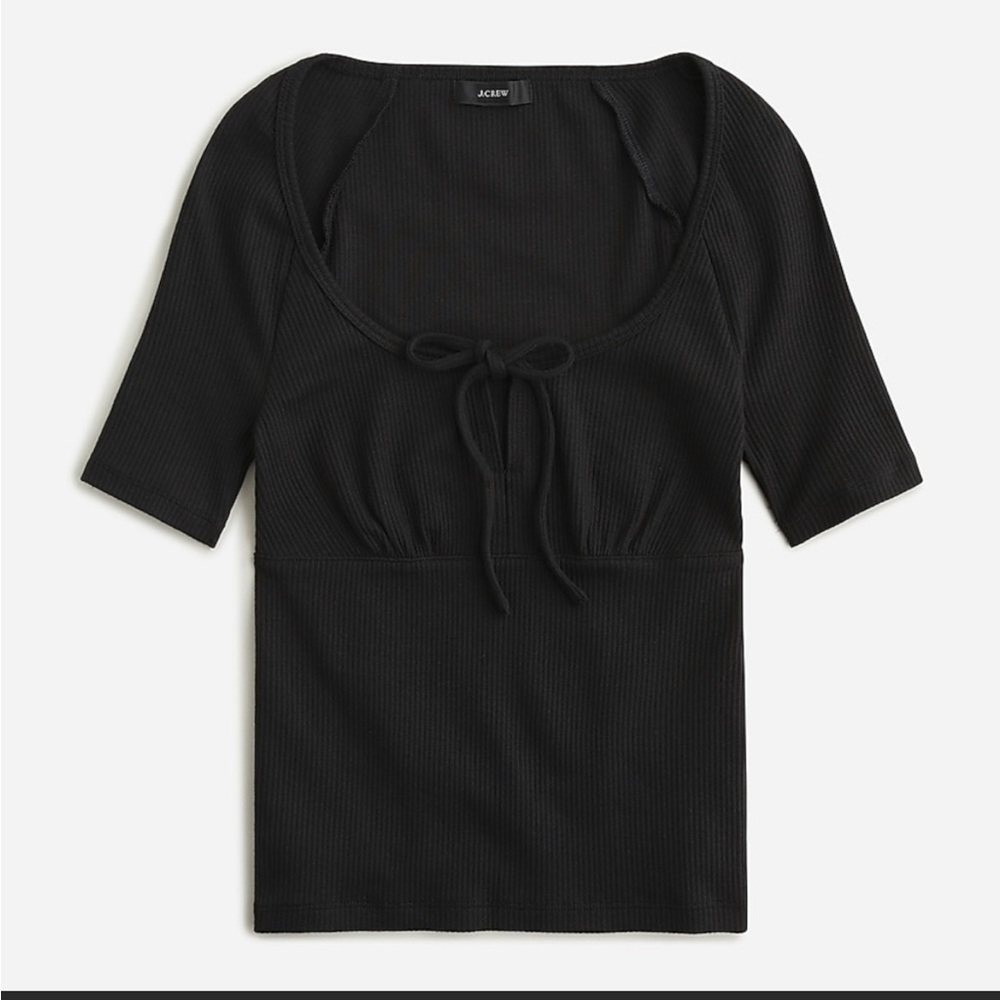 J.Crew tie front 90s style ribbed top black